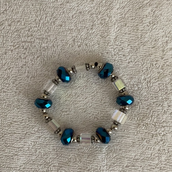 Blue, Iridescent & Silver Bracelet - Picture 2 of 2